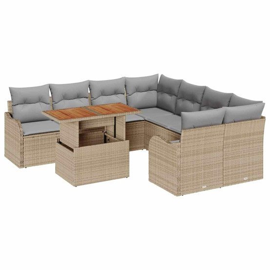 Ensemble de canapé de jardin 7 pcs beige et gris clair