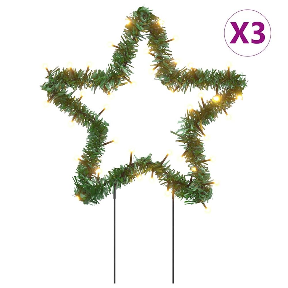 Décoration lumineuse étoile de noël piquets 3 pcs 50 led 29 cm