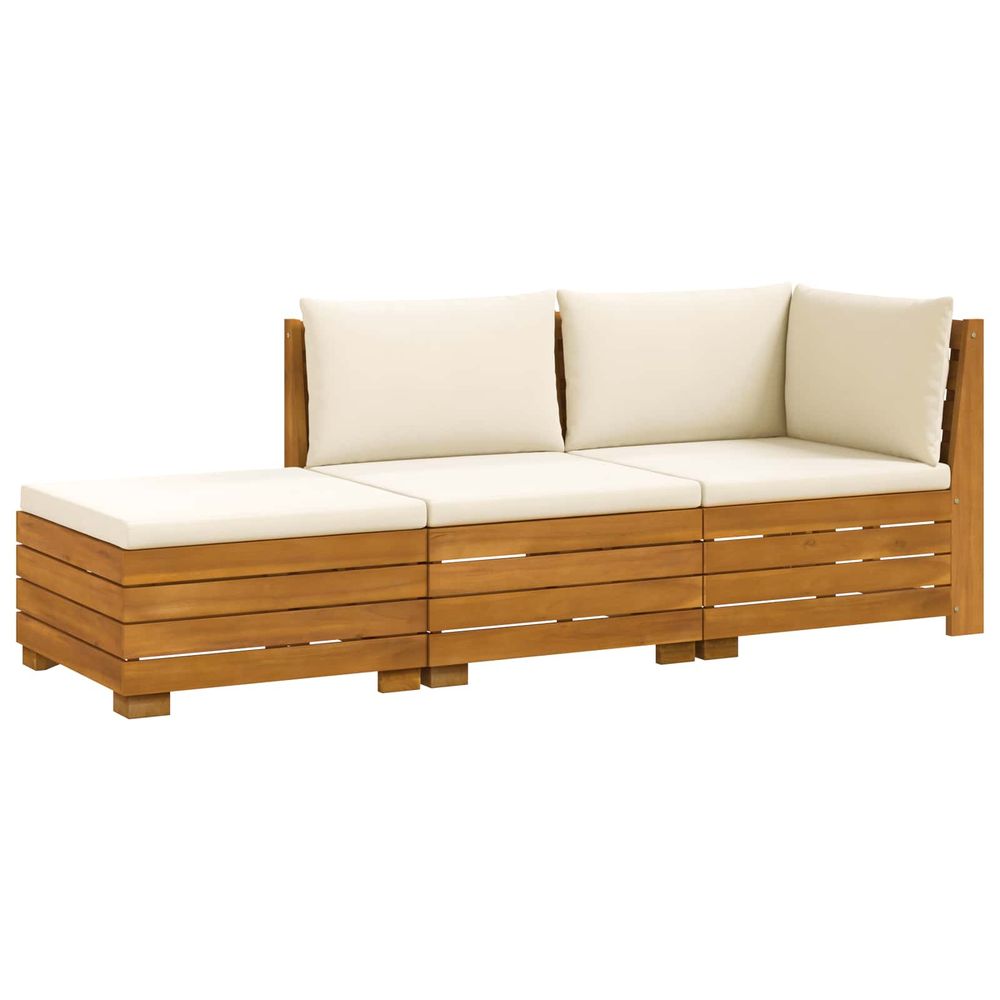 3 pc ensemble de canapés d'extérieur bois d'acacia massif