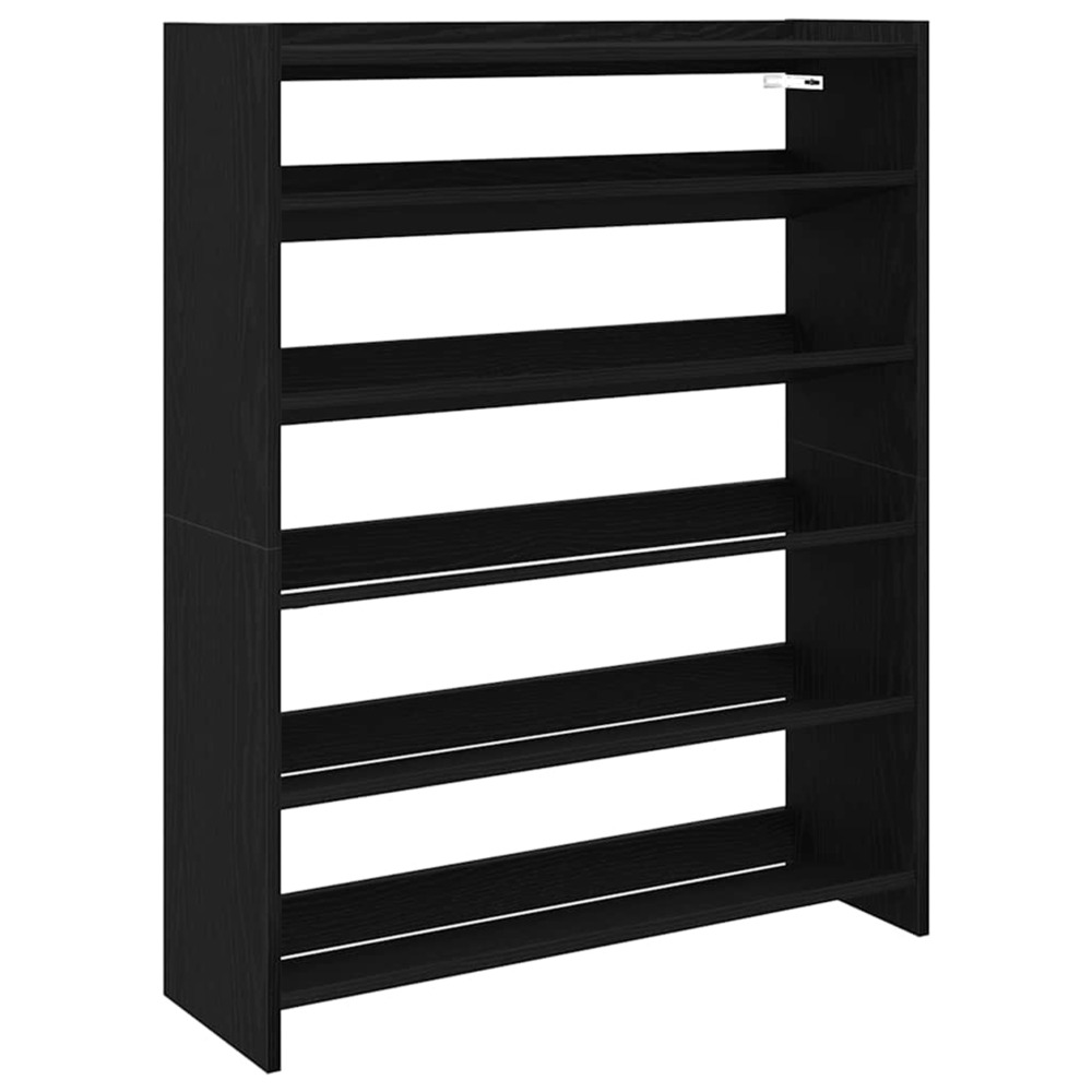 Étagère à chaussures noir 80x25x100 cm bois d'ingénierie