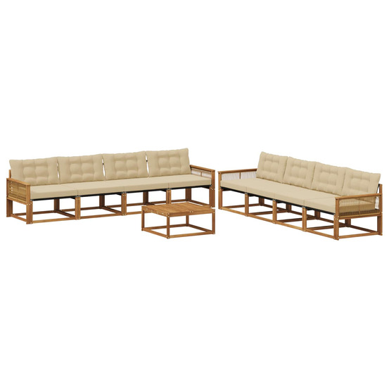Ensemble de canapés d'extérieur 9 pcs naturel et beige