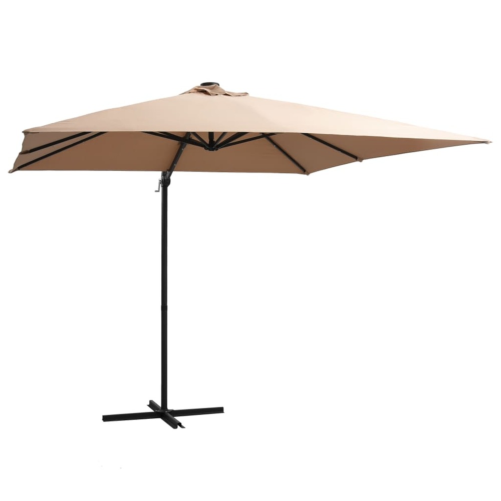 Parasol de jardin en porte-à-faux lumières led et mât en acier