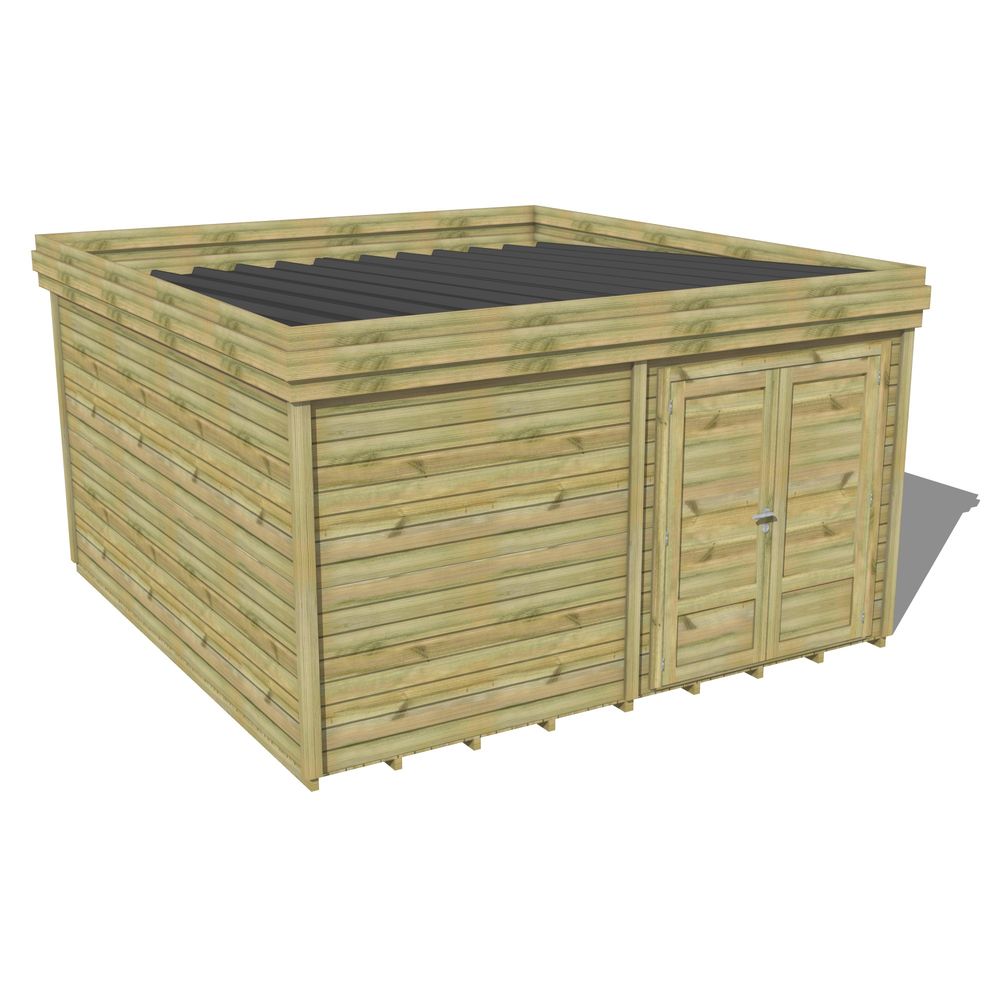 Abri de jardin bois pin traité autoclave 27mm - 4,695x4,34m / 20m2 - bac acier - plancher bois