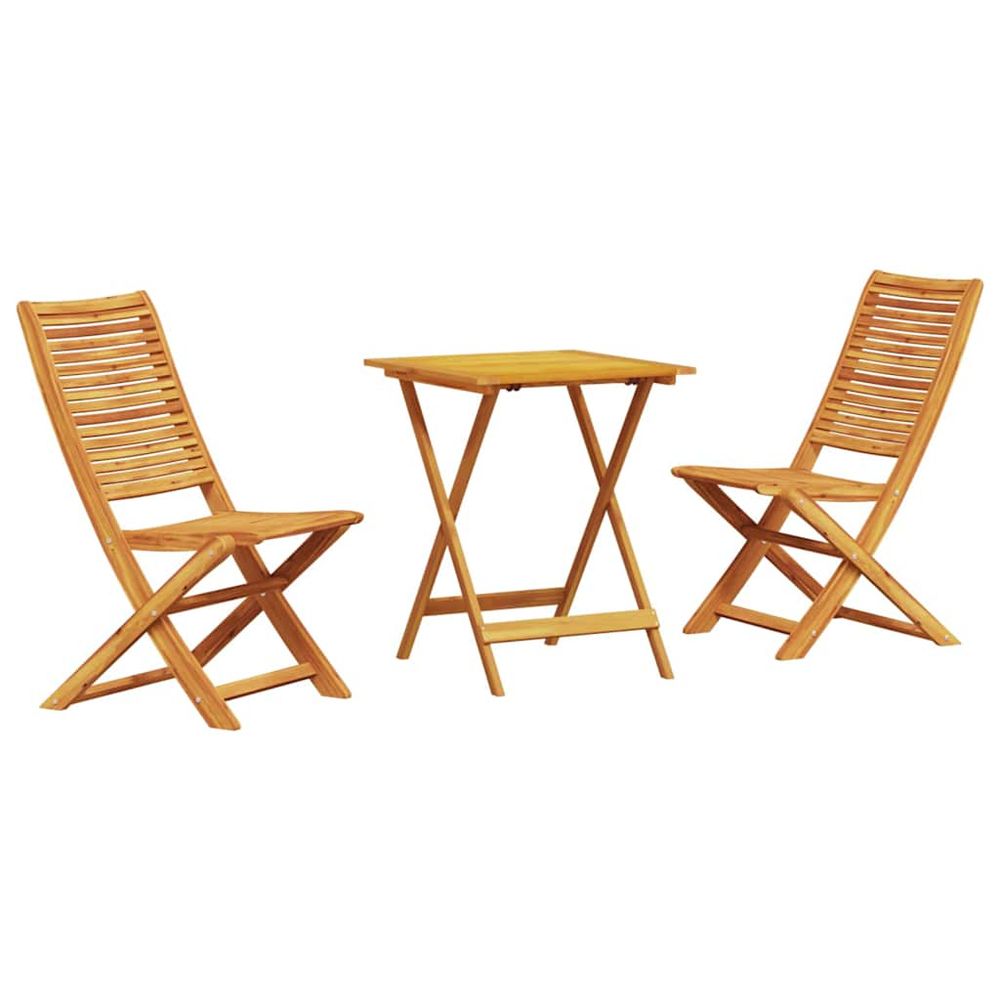 Ensemble bistro pliant 3 pc marron bois d'acacia massif