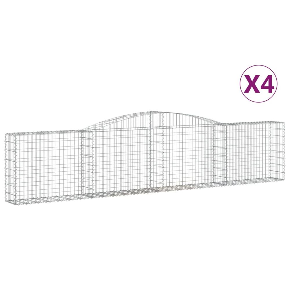 Paniers à gabions arqués 4 pcs 400x30x80/100 cm fer galvanisé
