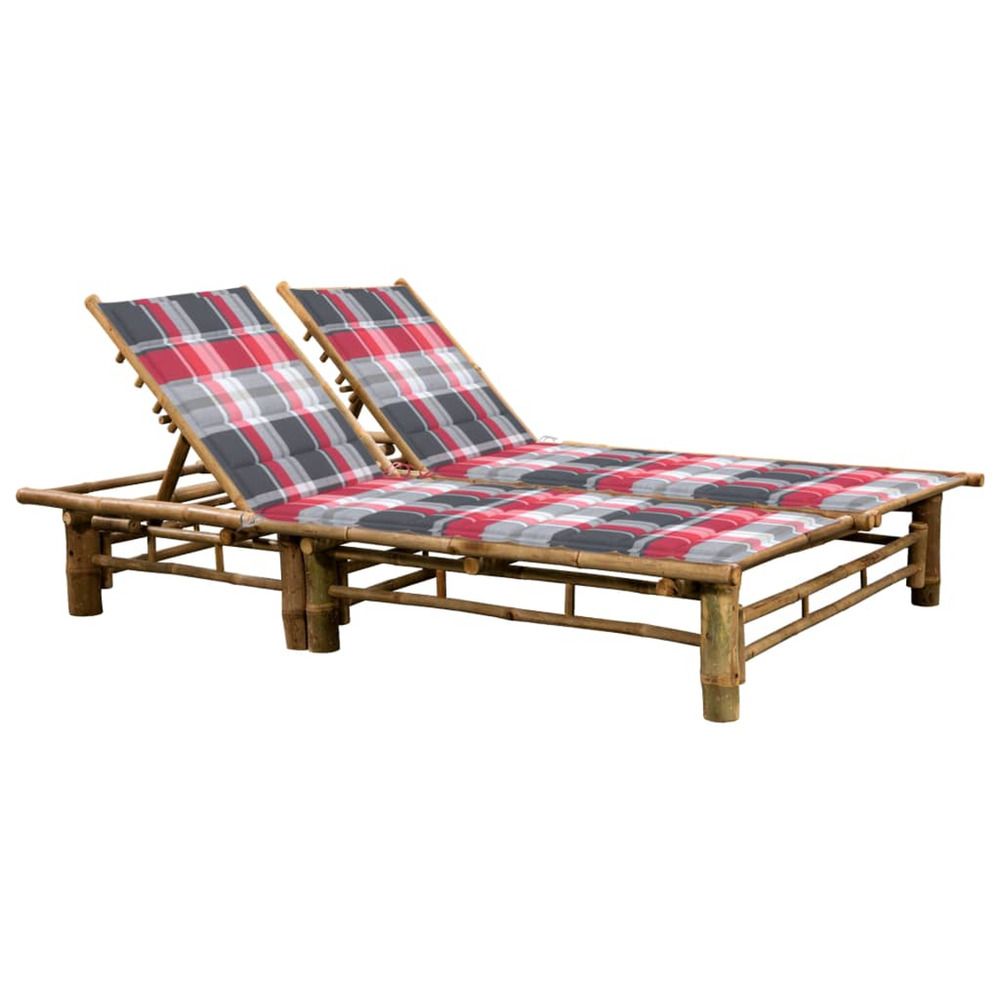 Chaise longue pour 2 personnes avec coussins bambou bain de soleil