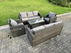 Ensemble de meubles de jardin en rotin ave 2 canapé table basse 2 chaises inclinable mélange gris foncé