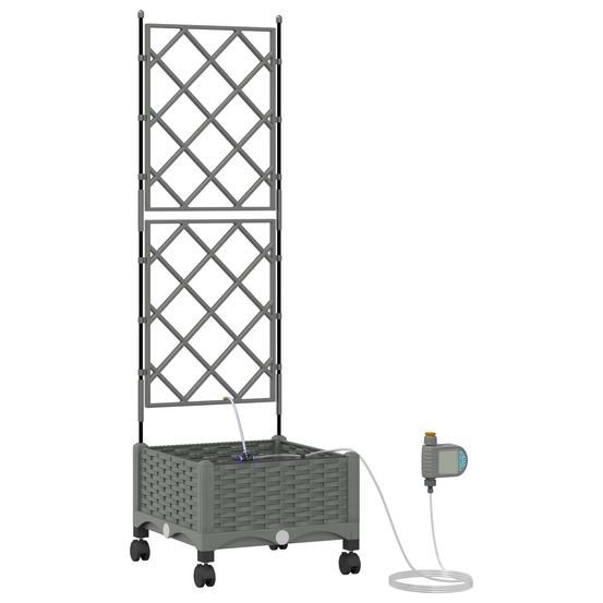 Porte-plante de jardin avec irrigation et roues gris clair pp