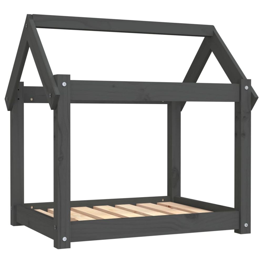 Lit pour chien gris 71x55x70 cm bois de pin solide