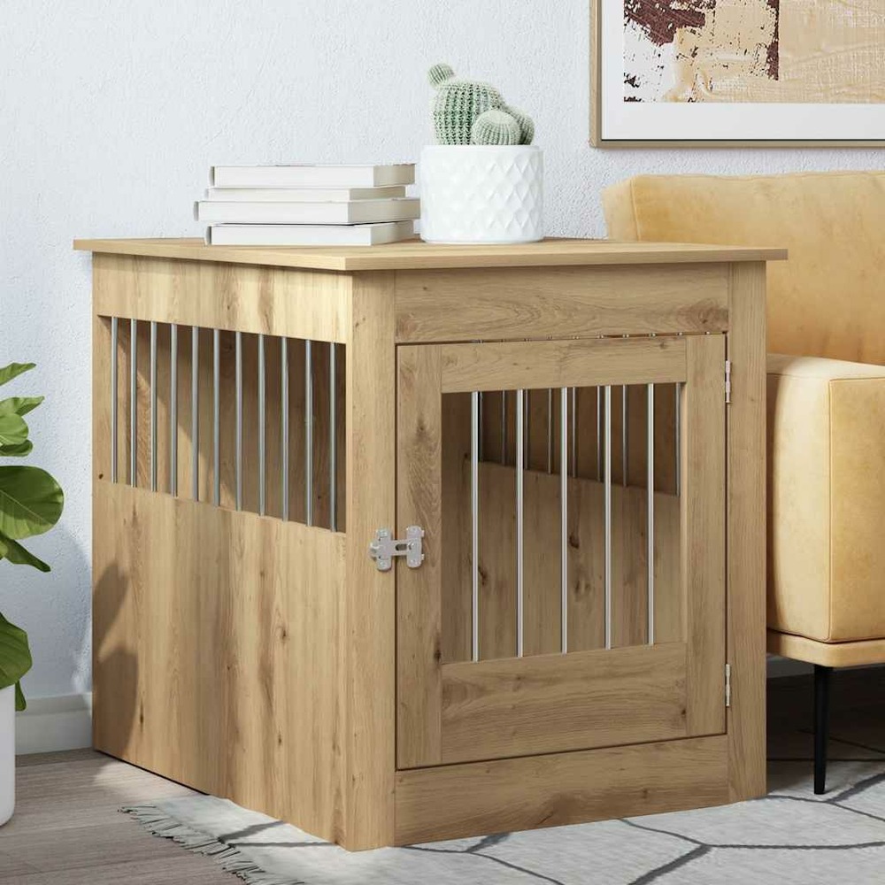 Meuble de cage pour chiens chêne artisanal 64,5x80x71 cm