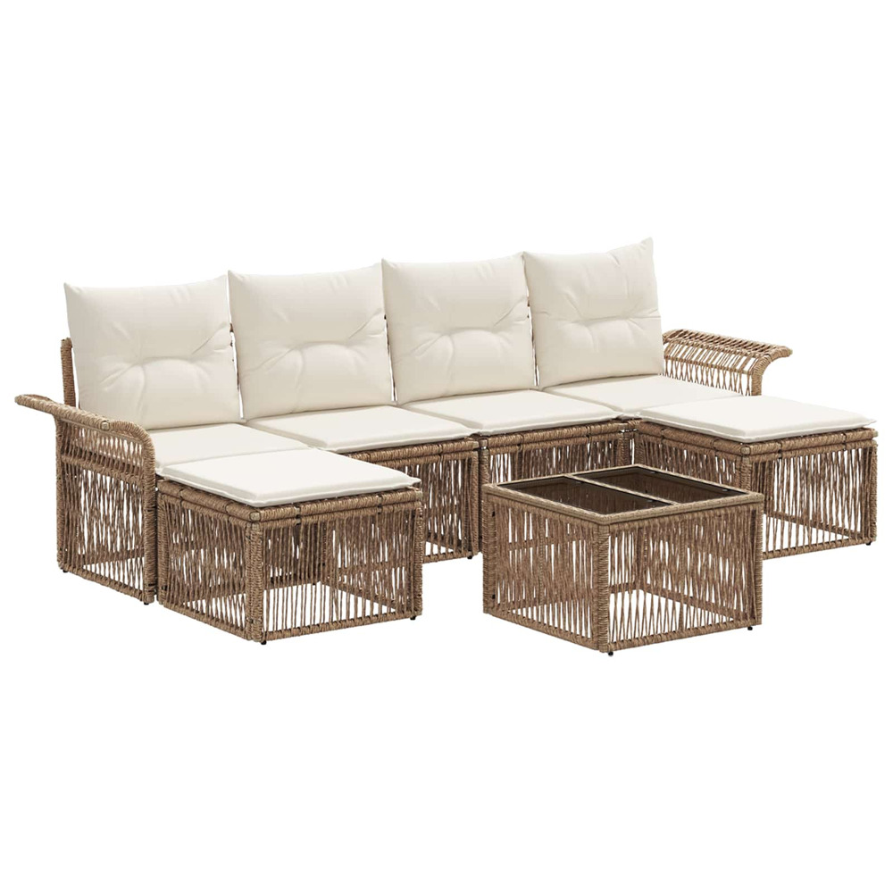 Ensemble de canapé de jardin 7 pcs beige polyrotin
