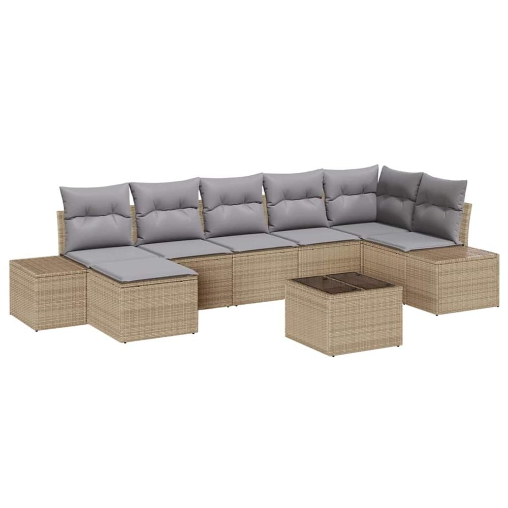Ensemble de canapé de jardin 7 pc beige polyrotin