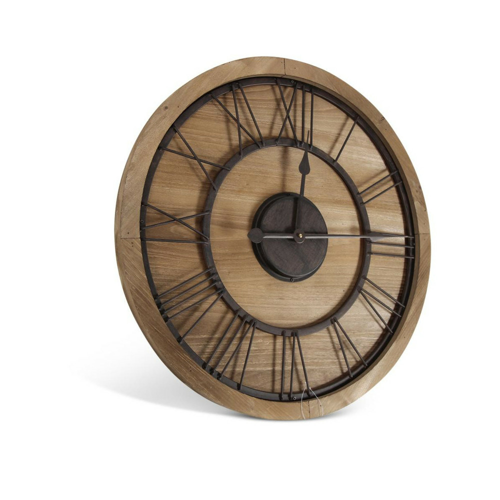 Grande horloge ancienne bois-métal marron - décoration d'autrefois