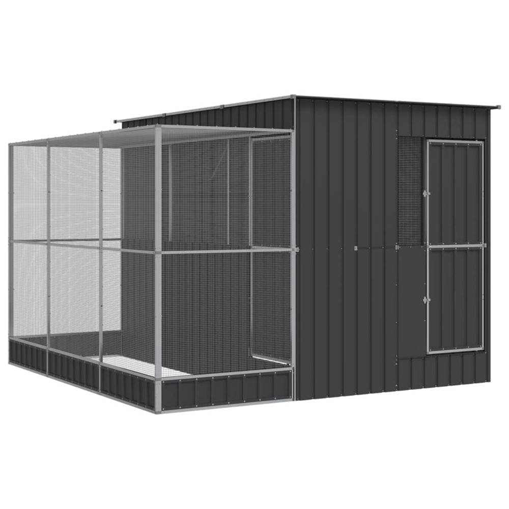 Volière avec extension argent 290x303x216 cm acier