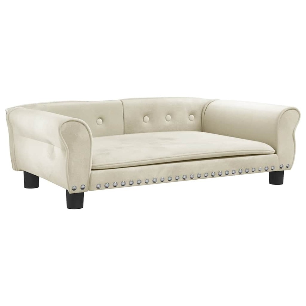 Lit pour chien panier canapé confortable 95 x 55 x 30 cm velours crème