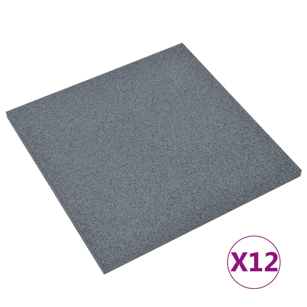 Carreaux de protection antichoc 12pcs caoutchouc 50x50x3cm gris