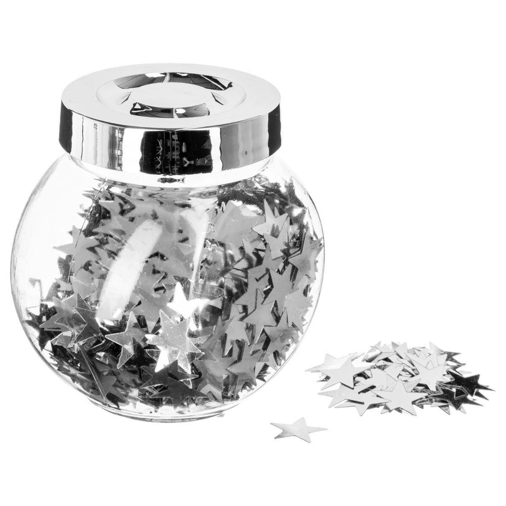 Confettis brillants argents en bocal