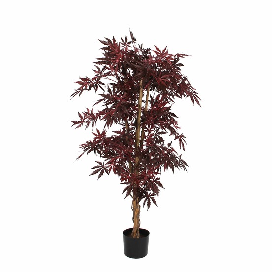 Mica decorations érable plante artificielle - h140 x ø80 cm - rouge
