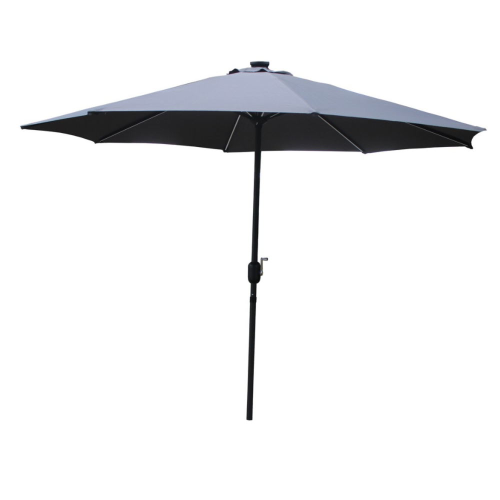 Parasol droit rond led diamètre 3 m gris manarola
