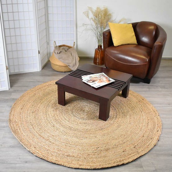 Tapis rond ø100cm fait à la main en jute motif uni pour entrée sunny