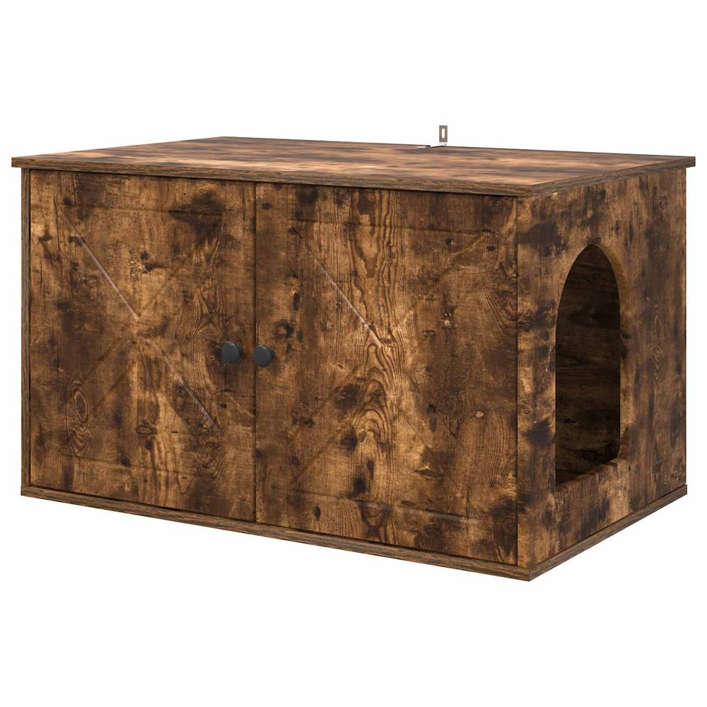Maison pour chat chêne fumé 85 x 55 x 50,5 cm bois d'ingénierie