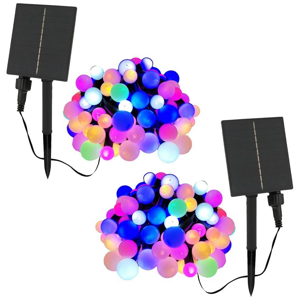 2 guirlandes solaire billy rgb 100 globes 10.9m
