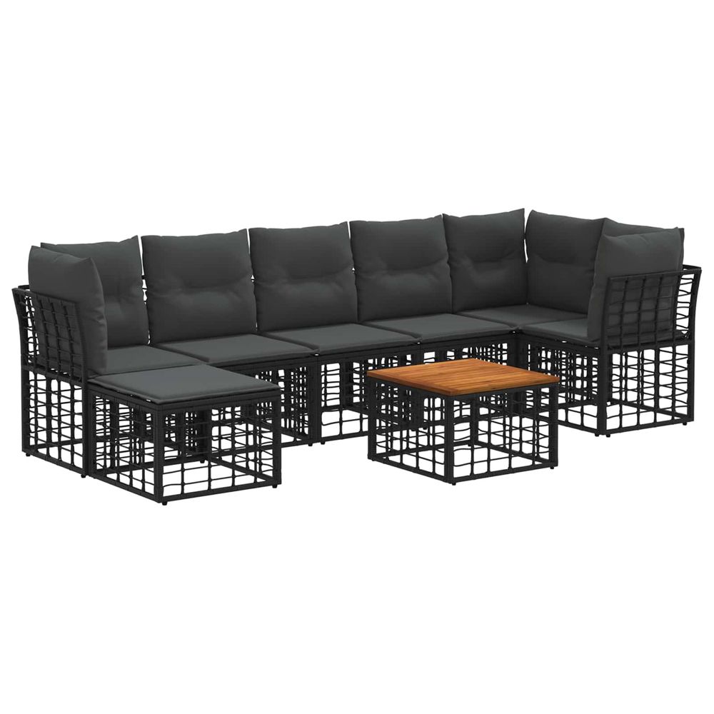 Ensemble de canapés d'extérieur 8 pc noir et gris foncé