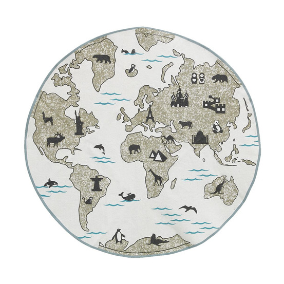 Tapis en coton mappemonde