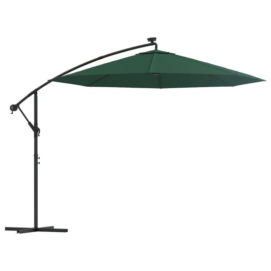 Parasol avec éclairage led 300 cm poteau en métal vert