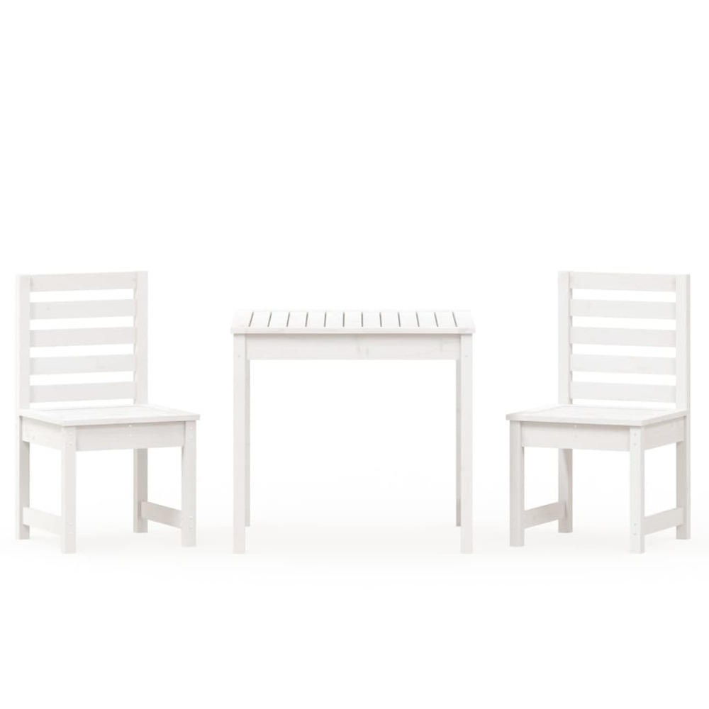 Ensemble de bistrot de jardin 3 pcs blanc bois de pin massif