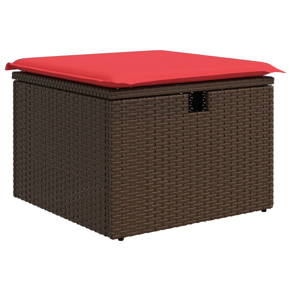Tabouret de jardin marron 55 x 55 x 37 cm polyrotin