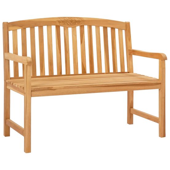 Banc en bois sculpté en rose 114 x 60,5 x 95 cm