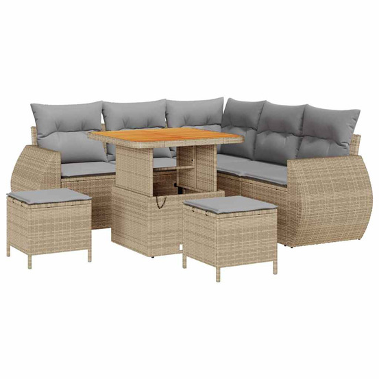 Ensemble de canapé de jardin 8 pcs beige et gris clair
