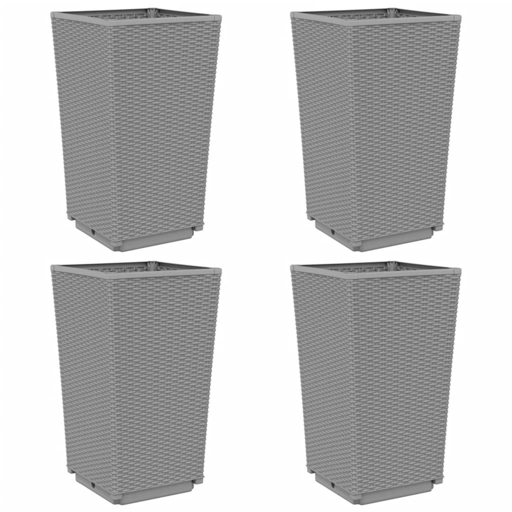 Jardinière d'extérieurs 4 pcs gris clair 32,5x32,5x57 cm polypropylène