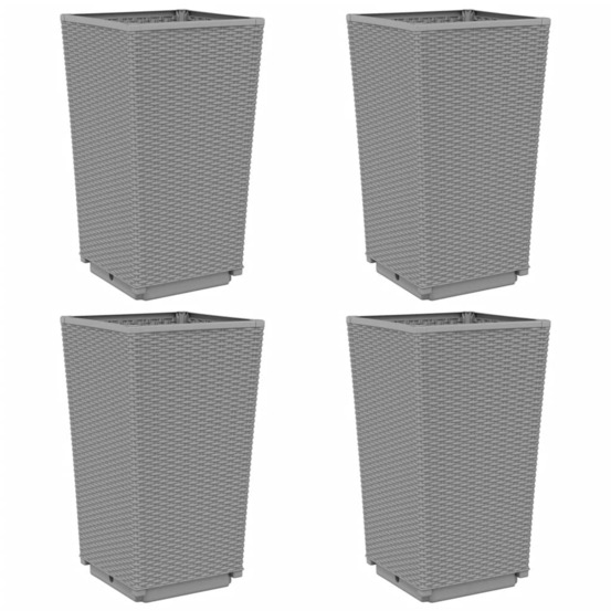 Jardinière d'extérieurs 4 pcs gris clair 32,5x32,5x57 cm polypropylène