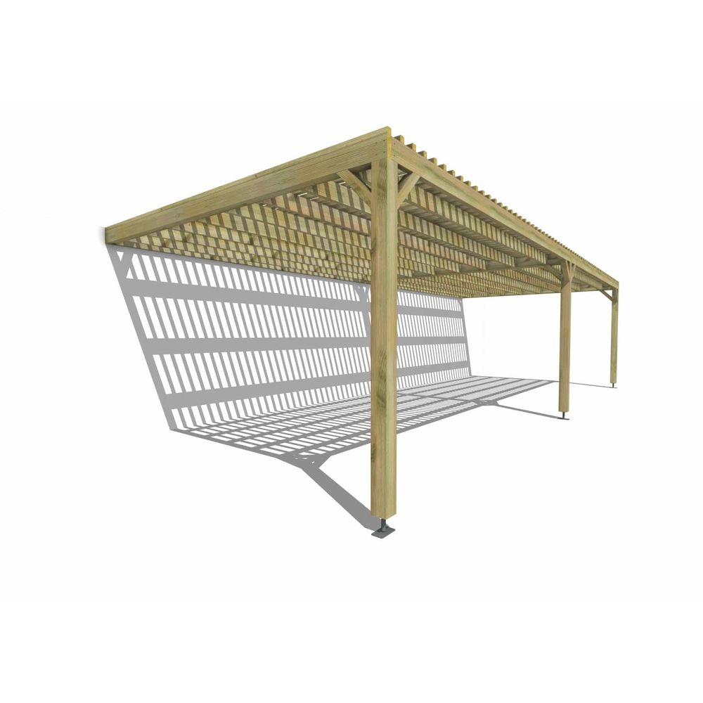 Pergola bois • 10m x 4m • adossée • sens largeur • lattage bois • livraison comprise