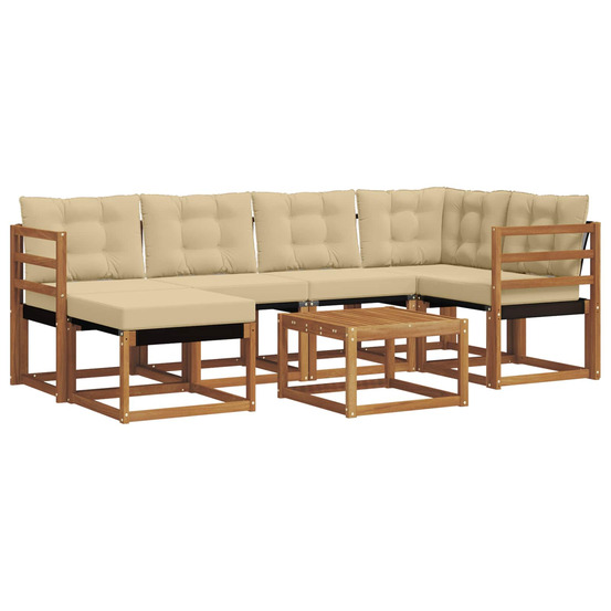 Ensemble de canapés d'extérieur 7 pcs naturel et beige