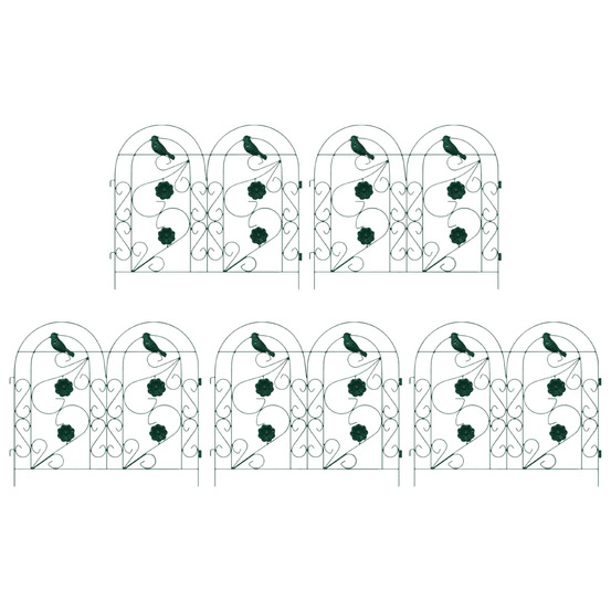 Clôture de jardin 5 pcs vert acier