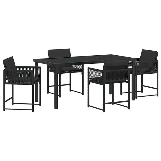 Ensemble de salle à manger pour jardin 5 pcs noir polyrotin