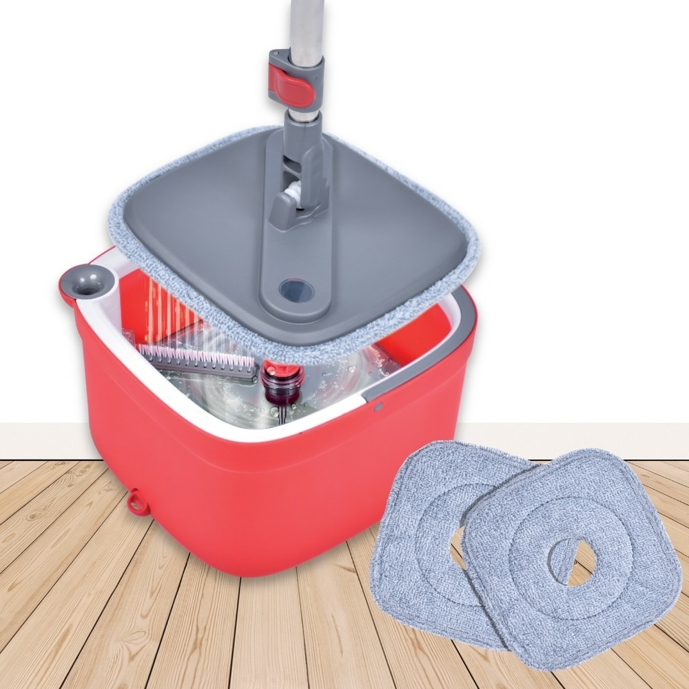 Smart mop revolution | balai serpillère & seau essoreur 2 compartiments,manche télescopique | 2 lingettes microfibre |