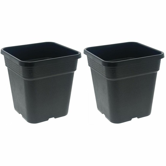Pot de plantation carré noir 25 litres 33.5 x 33.5 x 34 cm lot de 2