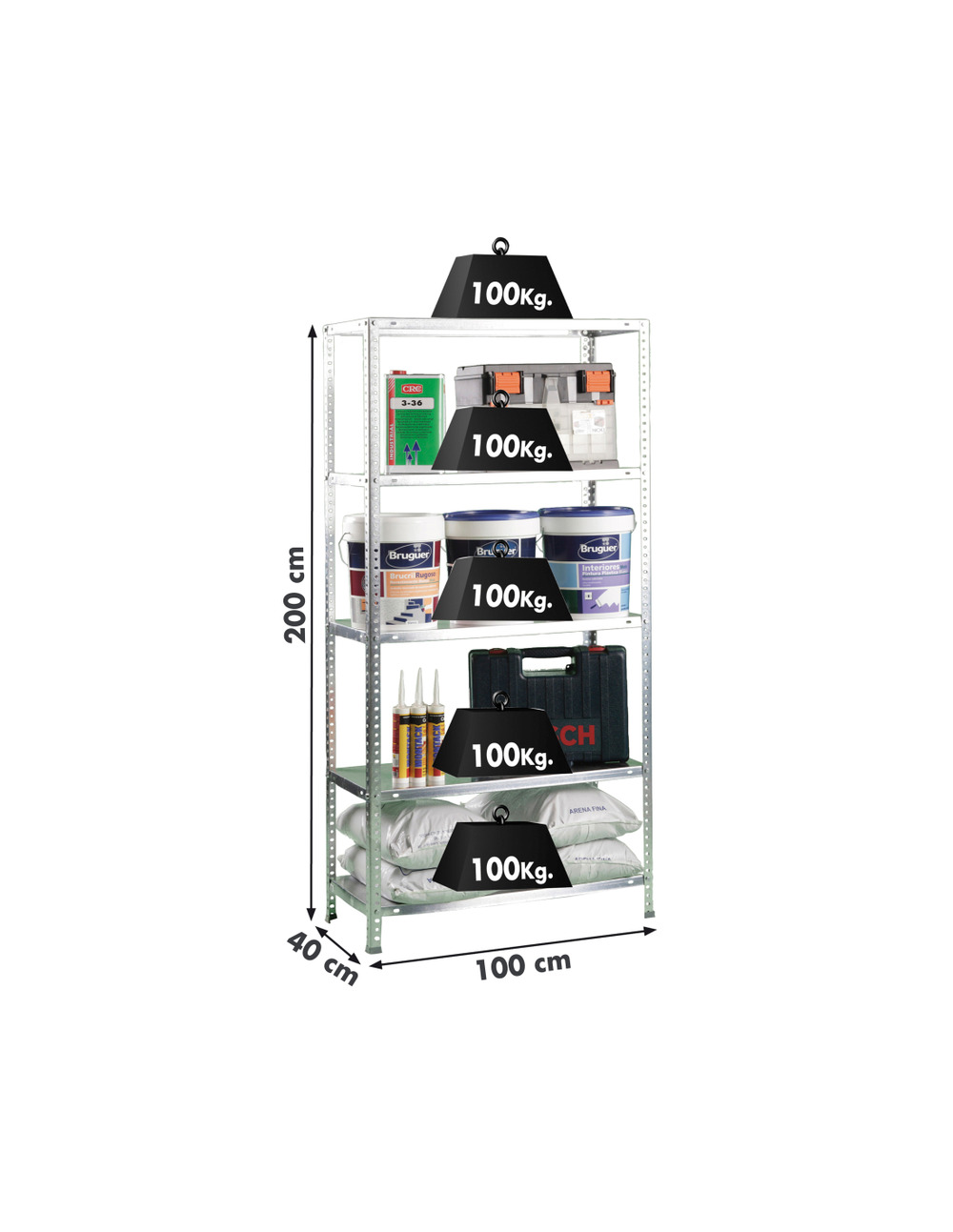 Etagère légère avec vis comfort plus 5/400 galvanisé galvanisé 2000x1000x400 - simonrack