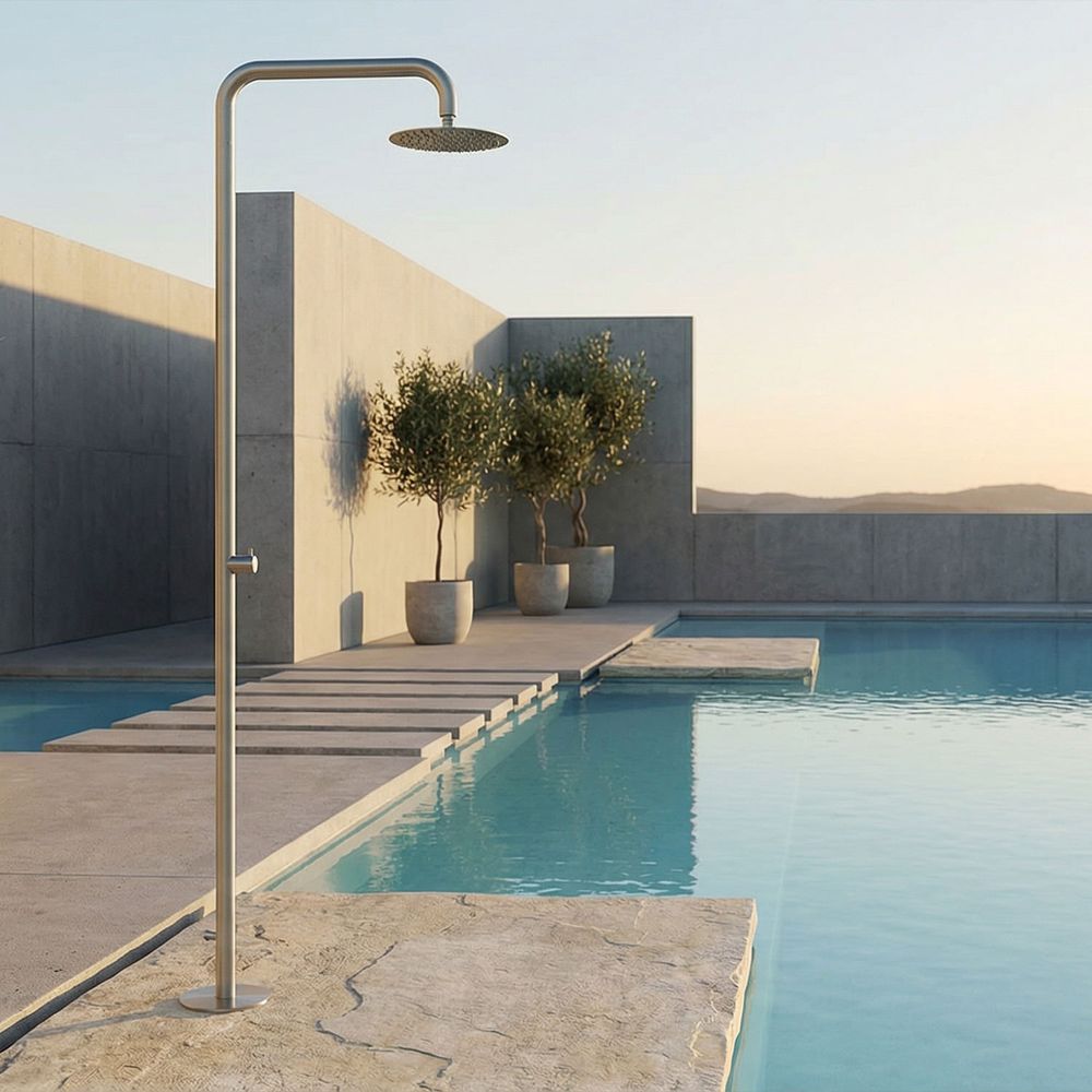Douche exterieure inox aisi 316l couleur canna di fucile fixation sol br