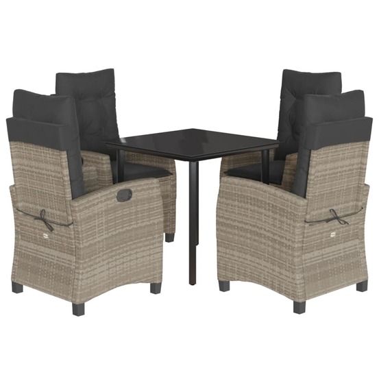 Ensemble à manger de jardin et coussins 5 pcs gris clair rotin