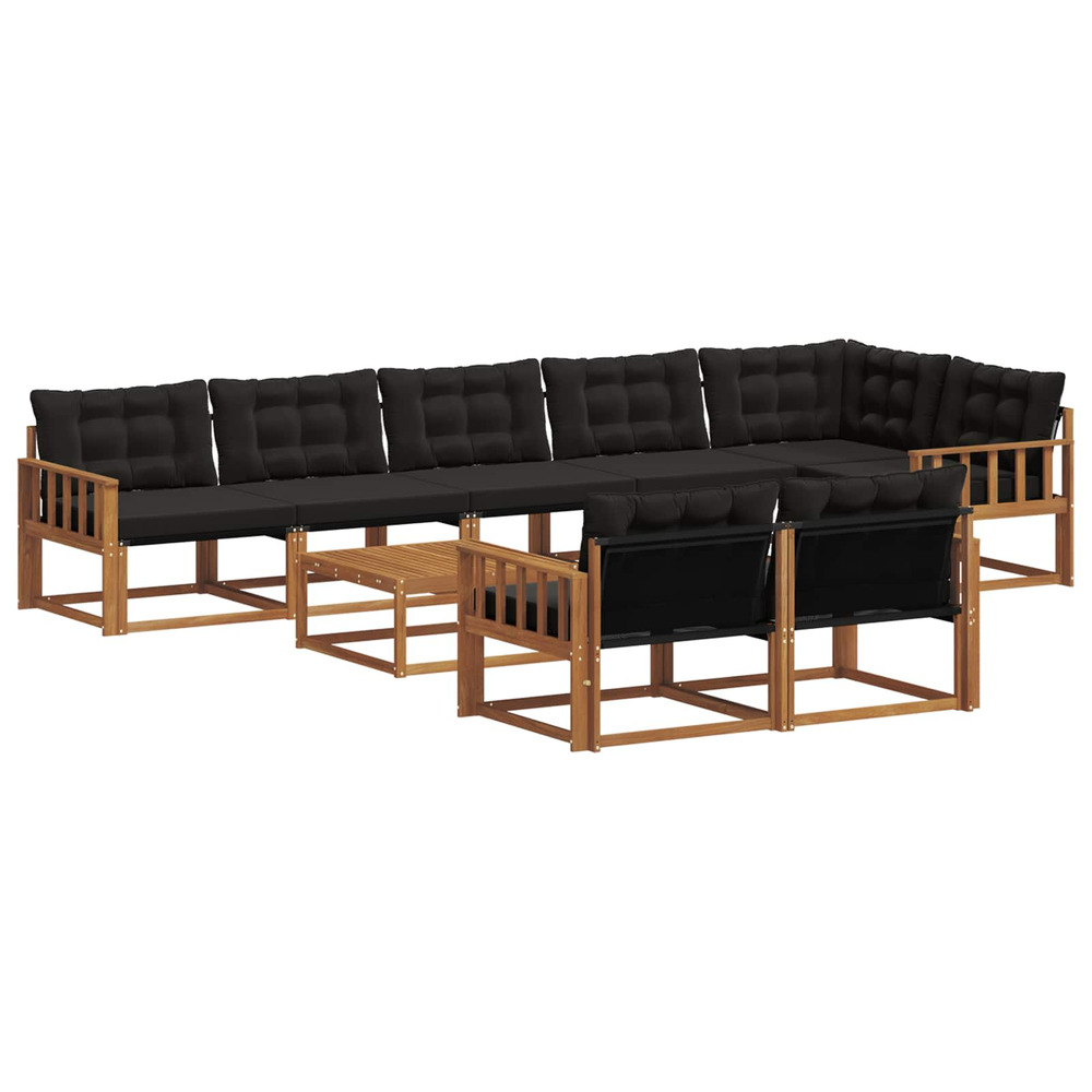 Ensemble de canapés d'extérieur 9 pcs naturel et noir