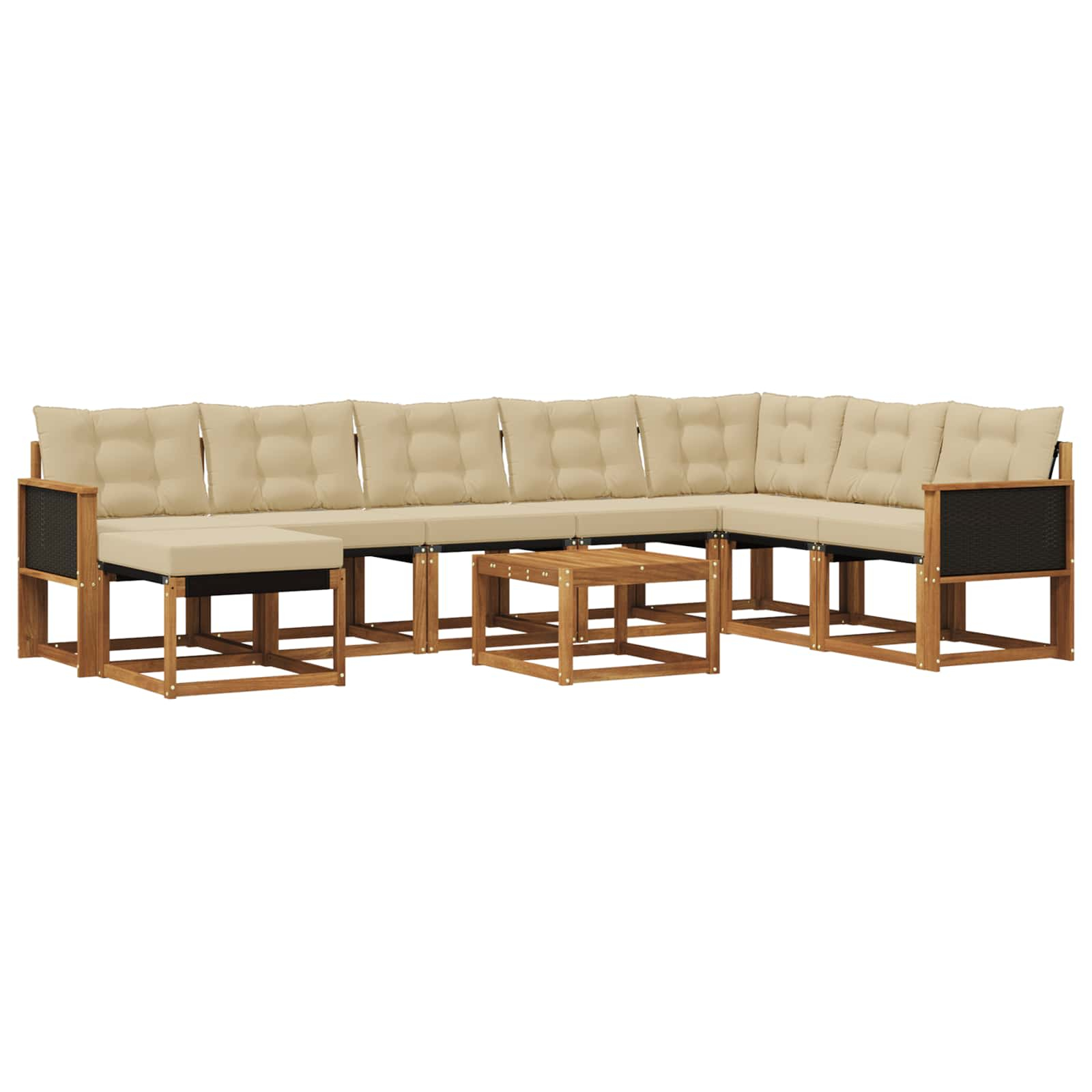 Ensemble de canapés d'extérieur 9 pcs naturel et beige