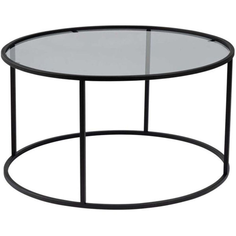 Table basse ronde en métal et verre aurum noir