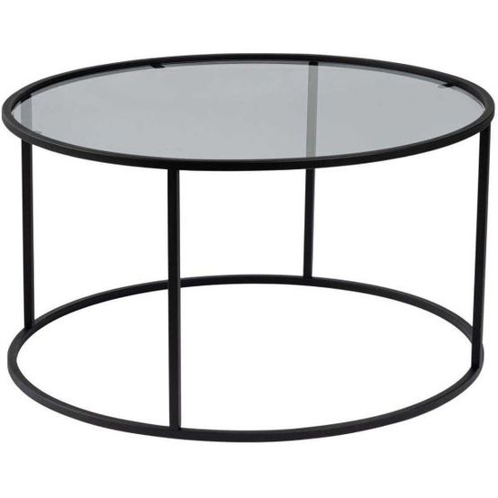 Table basse ronde en métal et verre aurum noir