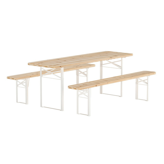 Ensemble table de jardin & 2 bancs