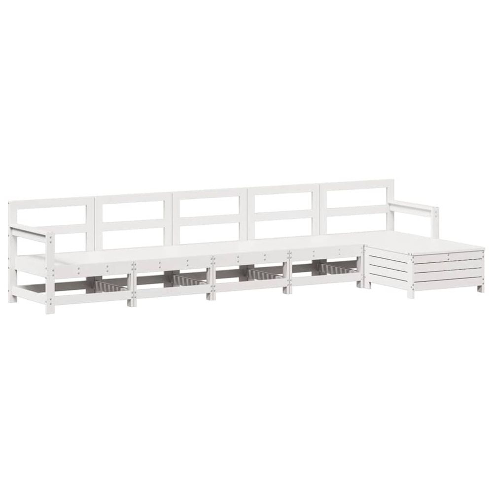 Salon de jardin 6 pcs blanc bois de pin massif